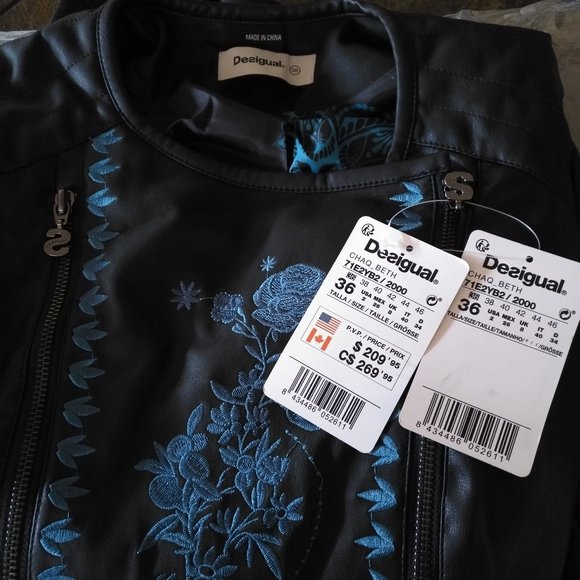 Desigual Blouson Beth Noir Women's Jacket Sz 36 - Picture 3 of 5